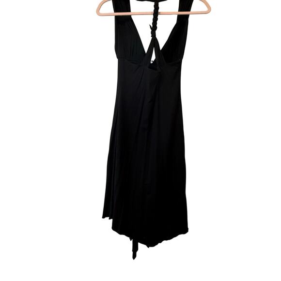 Marine Blu Black Halter Top Dress Knee Length V Neck Skull Size S Small - Picture 2 of 8